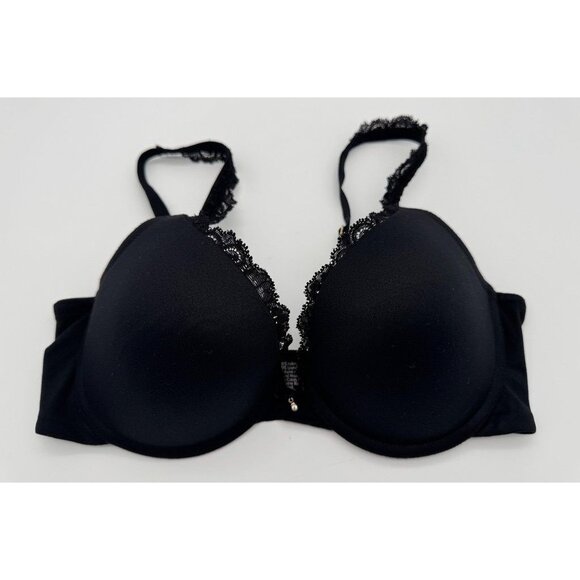 Soma Embraceable Push Up Lace Trim Bra Solid Black Padded Underwire Size 34C - Picture 1 of 3